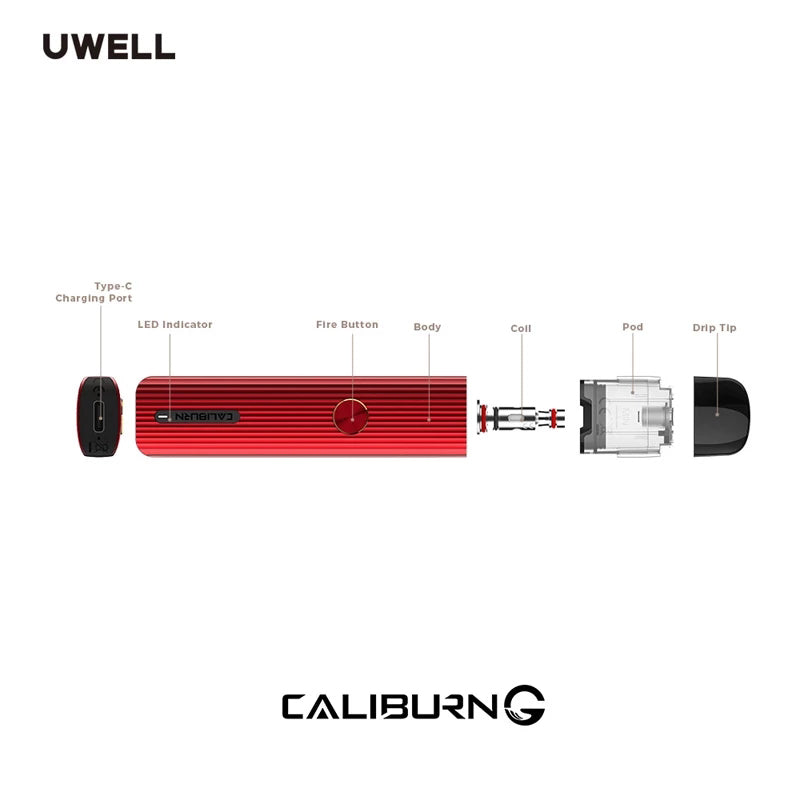 Original Uwell Caliburn G Pod Kit  690mAh Battery Vape Pen Kit 2ml Caliburn G Cartridge Electronic Cigarette Vape Kit VS W01 Kit