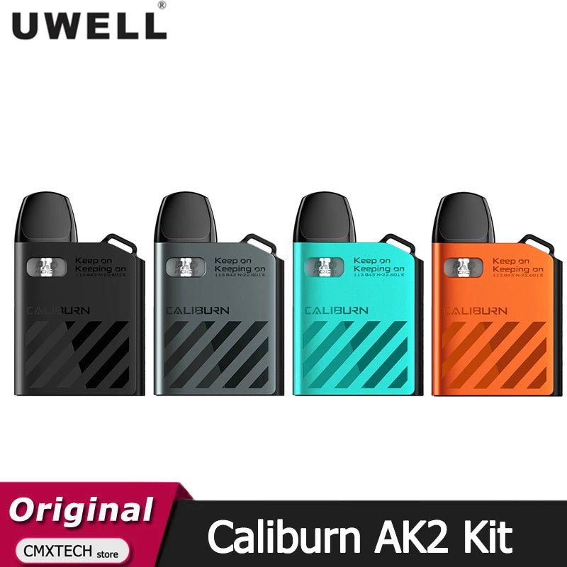 Original Uwell Caliburn AK2 Pod Kit 520mAh 15W 2mL Caliburn A2 Cartridge UN2 Meshed-H 0.9ohm Vaporizer Electronic Cigarette Vape