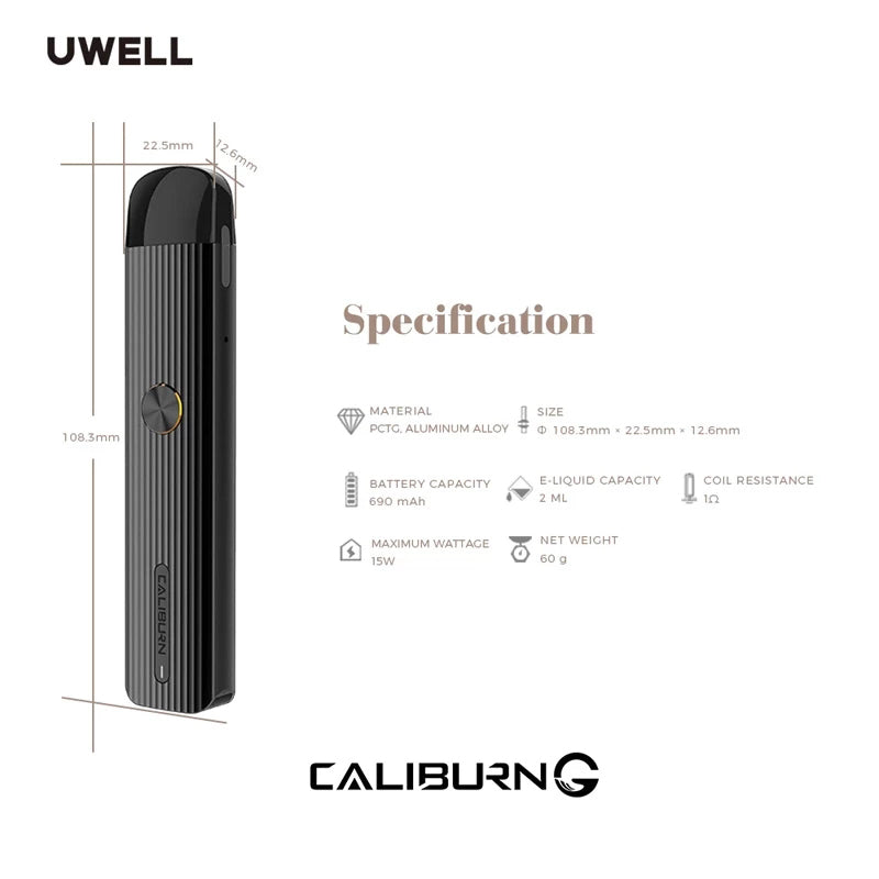 Original Uwell Caliburn G Pod Kit  690mAh Battery Vape Pen Kit 2ml Caliburn G Cartridge Electronic Cigarette Vape Kit VS W01 Kit