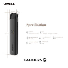 Load image into Gallery viewer, Original Uwell Caliburn G Pod Kit  690mAh Battery Vape Pen Kit 2ml Caliburn G Cartridge Electronic Cigarette Vape Kit VS W01 Kit