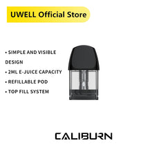 Load image into Gallery viewer, The Uwell Caliburn A2 Rechargeable Pod is available for the Uwell Caliburn AK2 Pod system suite and the Uwell Caliburn A2 Pod System suite